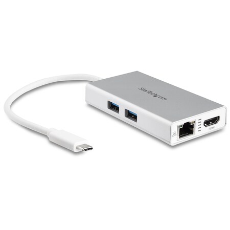 STARTECH.COM USB-C Multiport Adapter w/ PD - 4K HDMI GbE USB 3.0 - Silver DKT30CHPDW